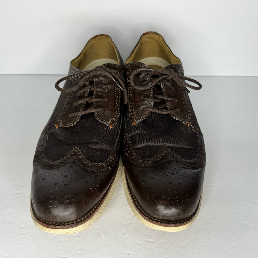 Cole Haan‎ Grand O’s Brown Leather And Fabric Wingtip Oxfords  Men’s Size 11.5 M - Picture 5 of 13